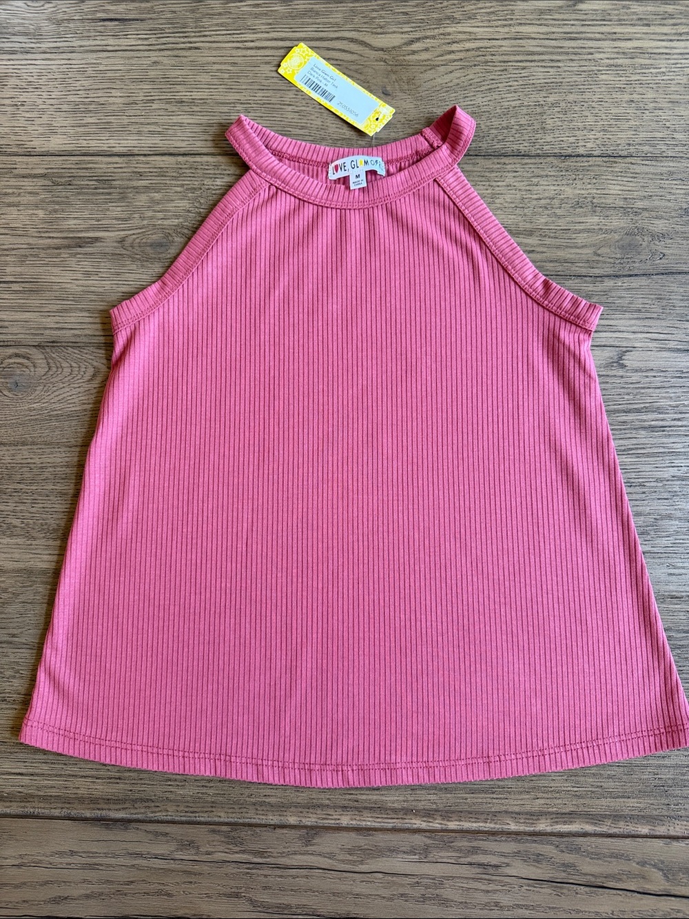 NWT Love Glam Girls' Pink Ribbed Tank Top